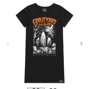 Electric Witch ‘Graveyard Ghost Gang T-Shirt Dress’ Skulls size L/XL NWT
